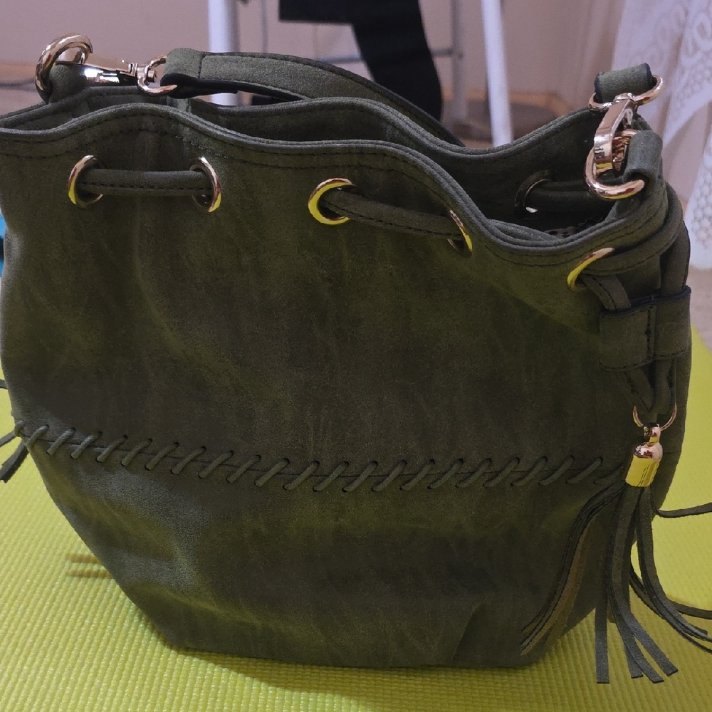 Just FAB Suede Green Bucket Handbag
